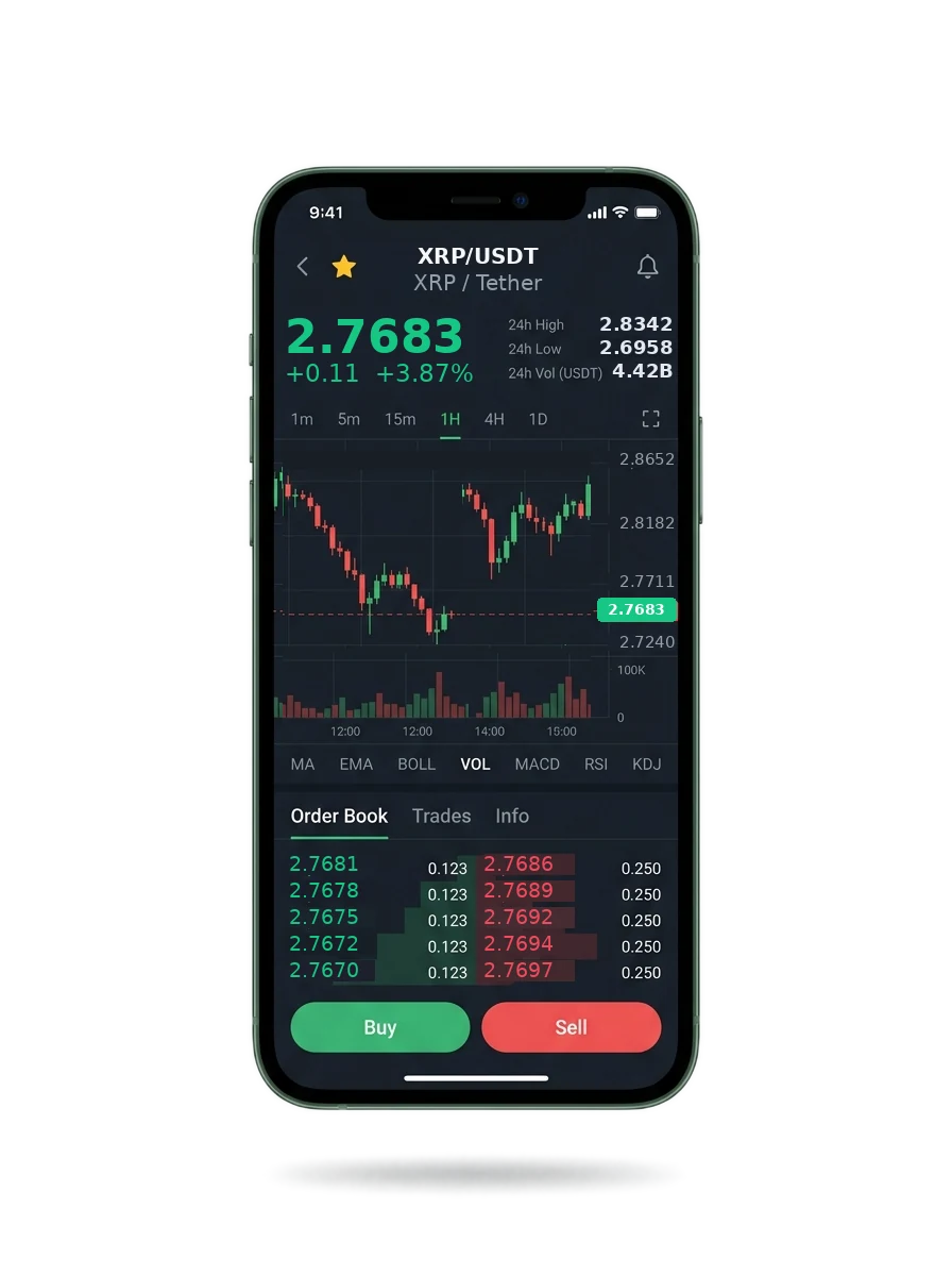 Mobile app screen showing a portfolio summary and a message thread with an account manager